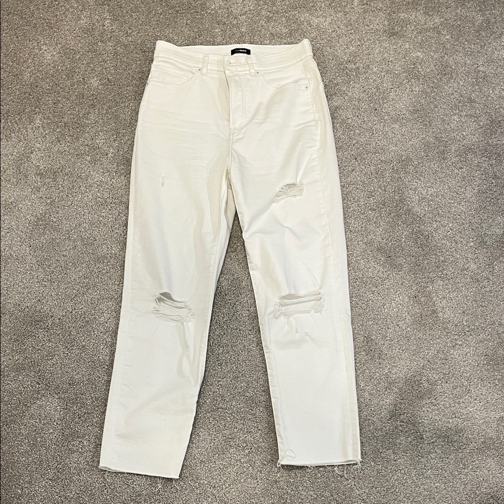 NWOT Express Mom Jean Super high rise size 4R Women's Distressed White Jeans